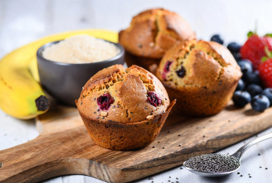 Glutenfreie Frühstücksmuffins mit Mandelmehl und Chia