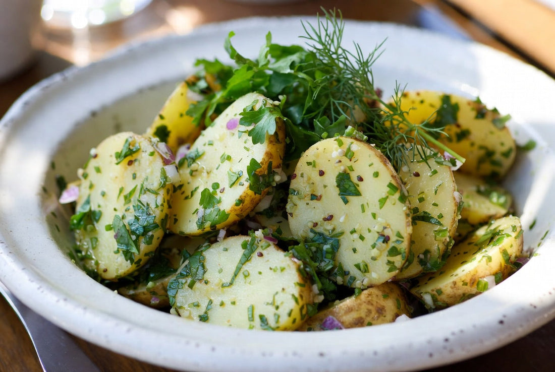 Salade de pommes de terre légère aux herbes et à la vinaigrette