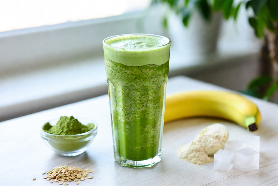 Veganer Frühstücks-Shake mit Moringa und Erbsenprotein