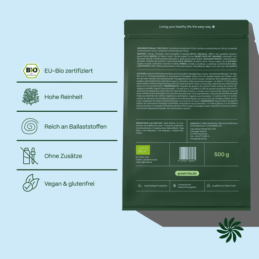 Bio-Flohsamenschalen 500 g – ballaststoffreich