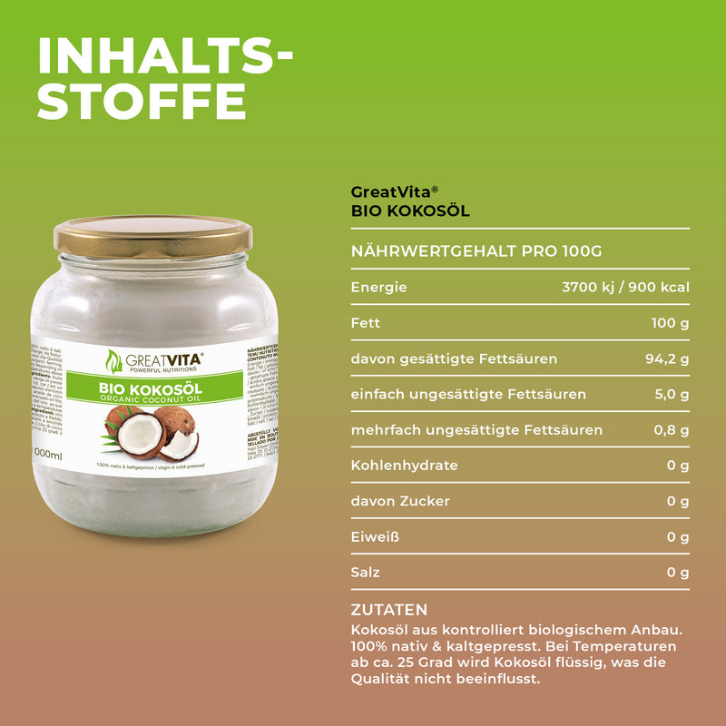 Huile de coco bio GreatVita vierge &amp